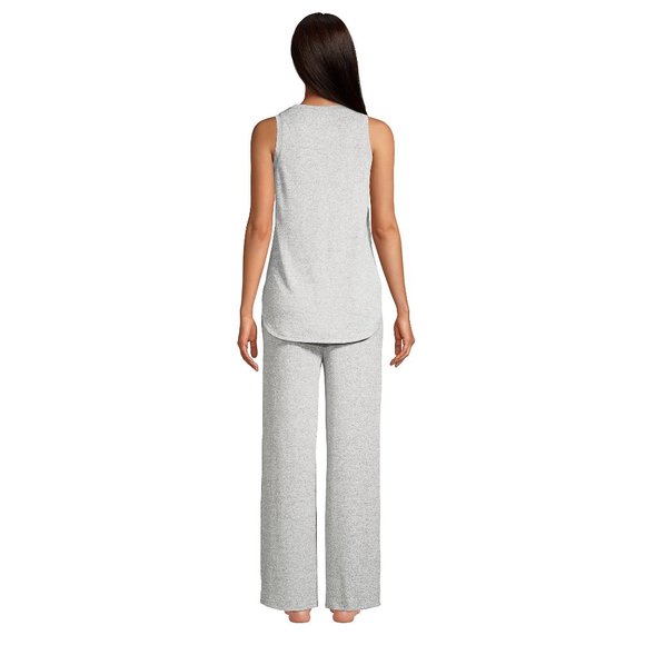 Tall Womens Robe and Pajamas 3pcs Full Set Light Gray Heather Grey Tall L LT TL - Picture 4 of 9